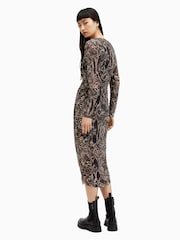 AllSaints Black Long Sleeve Nora Waimea Dress - Image 2 of 5