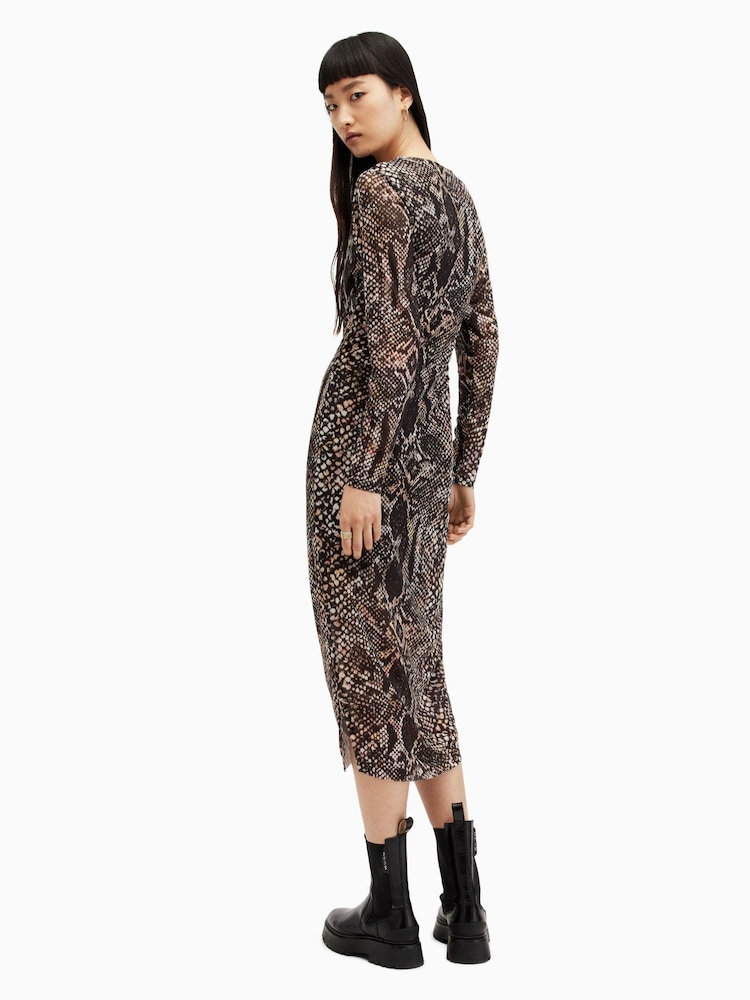 AllSaints Black Long Sleeve Nora Waimea Dress - Image 2 of 5