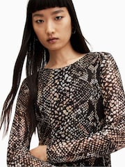 AllSaints Black Long Sleeve Nora Waimea Dress - Image 4 of 5