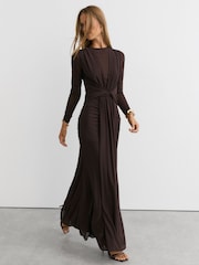 Reiss Tess Crystal-Detail Mesh Draped Maxi Dress - Image 1 de 8