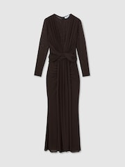 Reiss Tess Crystal-Detail Mesh Draped Maxi Dress - Image 2 de 8