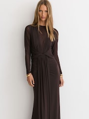 Reiss Tess Crystal-Detail Mesh Draped Maxi Dress - Image 3 de 8