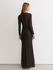 Reiss Tess Crystal-Detail Mesh Draped Maxi Dress - Image 5 de 8
