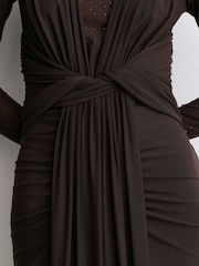 Reiss Tess Crystal-Detail Mesh Draped Maxi Dress - Image 7 de 8
