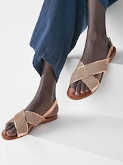Rose Gold Regular/Wide Fit Forever Comfort® Two Band Sandals - Image 1 of 5