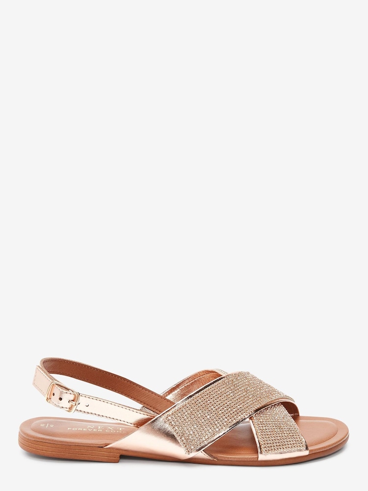 Rose Gold Regular/Wide Fit Forever Comfort® Two Band Sandals - Image 2 of 5