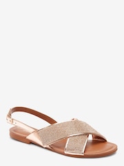 Rose Gold Regular/Wide Fit Forever Comfort® Two Band Sandals - Image 3 of 5
