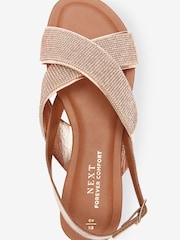 Rose Gold Regular/Wide Fit Forever Comfort® Two Band Sandals - Image 4 of 5