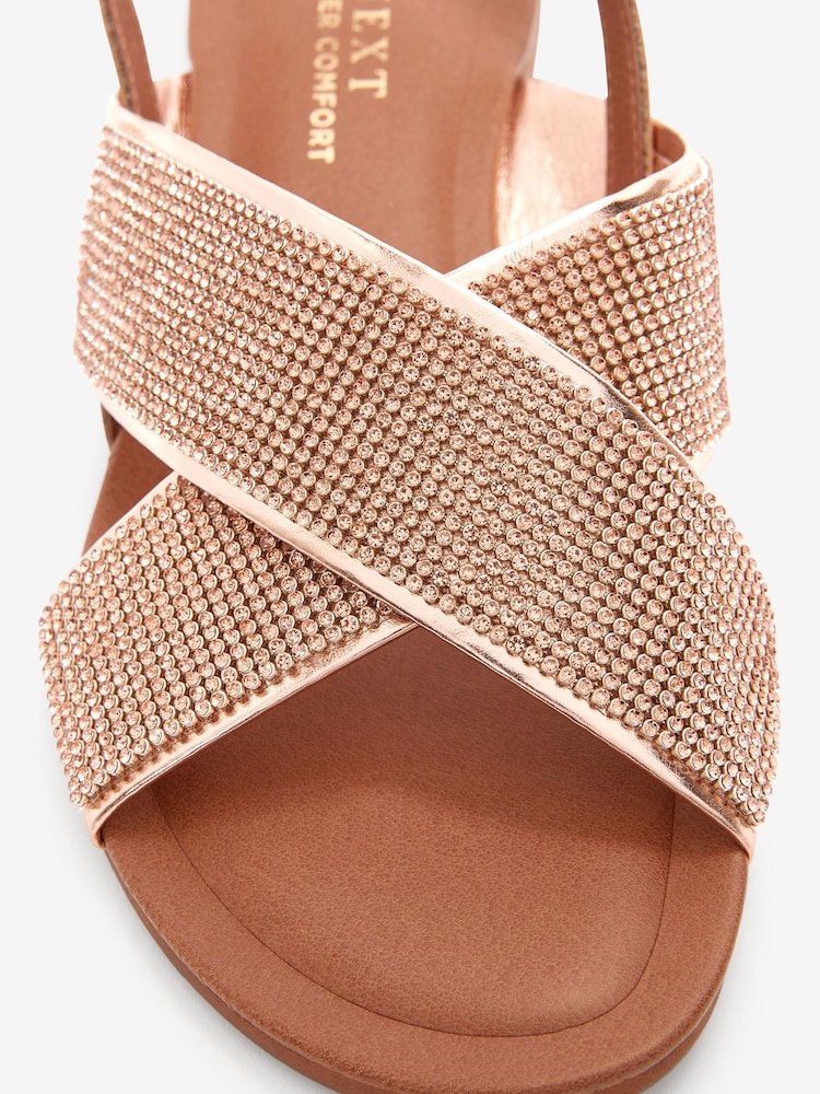 Rose Gold Regular/Wide Fit Forever Comfort® Two Band Sandals - Image 5 of 5