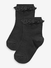 Schwarz - Gerüschte Socken mit hohem Baumwollanteil, 2er-Pack - Bild 1 von 2