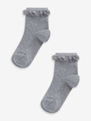 Grey 2 Pack Cotton Rich Ruffle Ankle Socks - Image 1 of 2