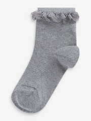 Grey 2 Pack Cotton Rich Ruffle Ankle Socks - Image 2 of 2