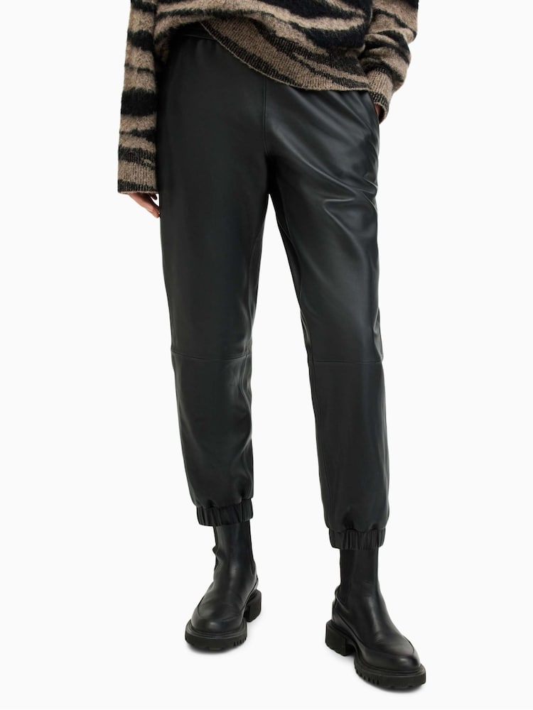 AllSaints Black Cuff Jen Joggers - Image 1 of 6