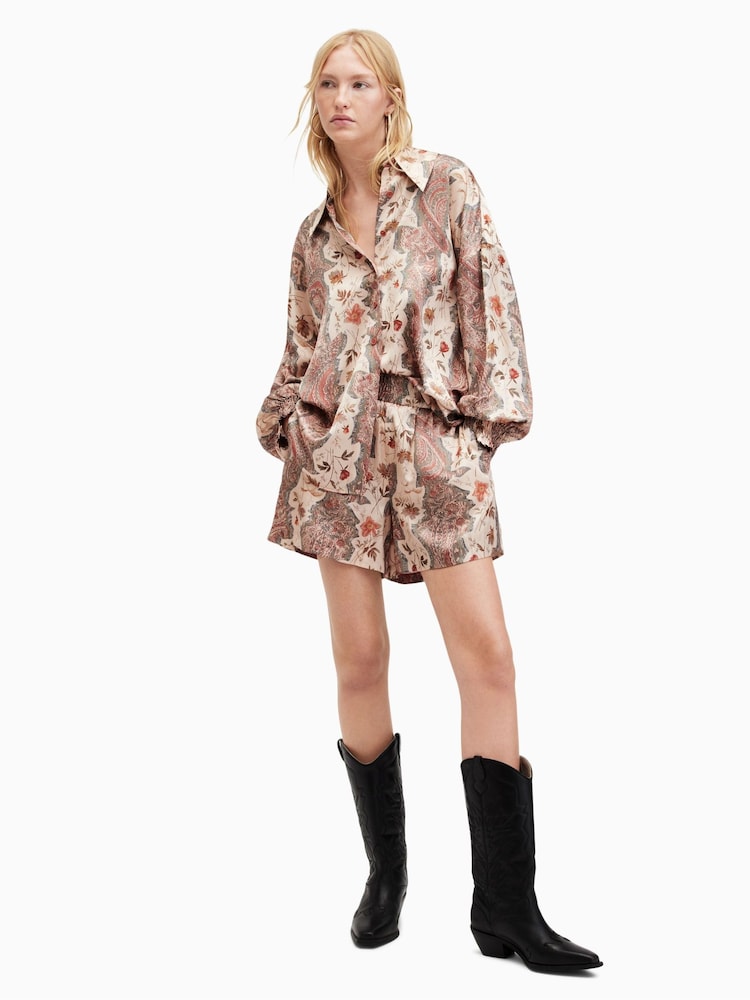 AllSaints Pink Charli Cascade Shorts - Image 1 of 5