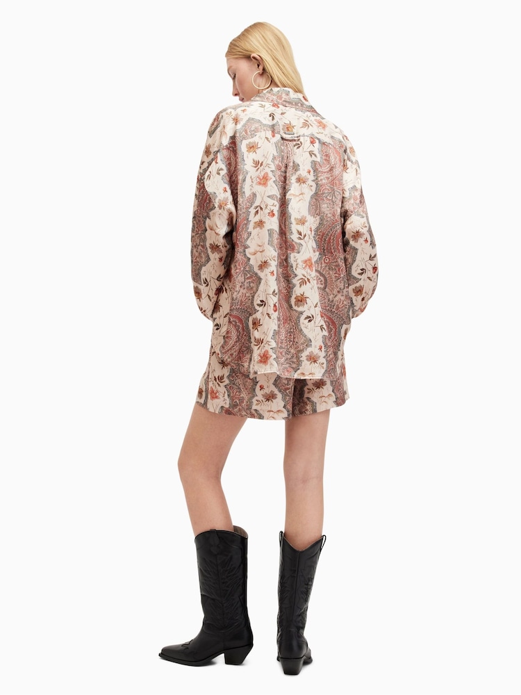 AllSaints Pink Charli Cascade Shorts - Image 2 of 5