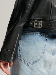 Superdry Black Downtown Leather Jacket - Image 6 of 6
