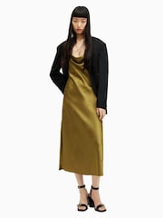 AllSaints Green Hadley Jacquard Dress - Image 4 of 6