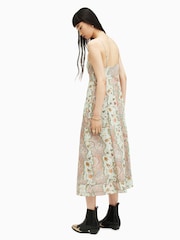 AllSaints Green Dahlia Cascade Dress - Image 2 of 5