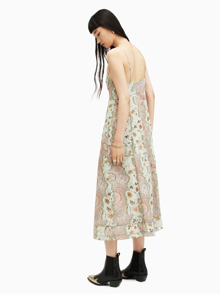 AllSaints Green Dahlia Cascade Dress - Image 2 of 5
