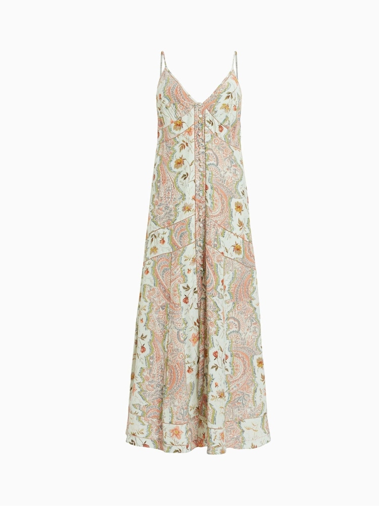 AllSaints Green Dahlia Cascade Dress - Image 5 of 5