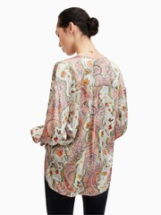 AllSaints Green Penny Cascade Top - Image 2 of 5