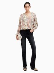 AllSaints Green Penny Cascade Top - Image 3 of 5