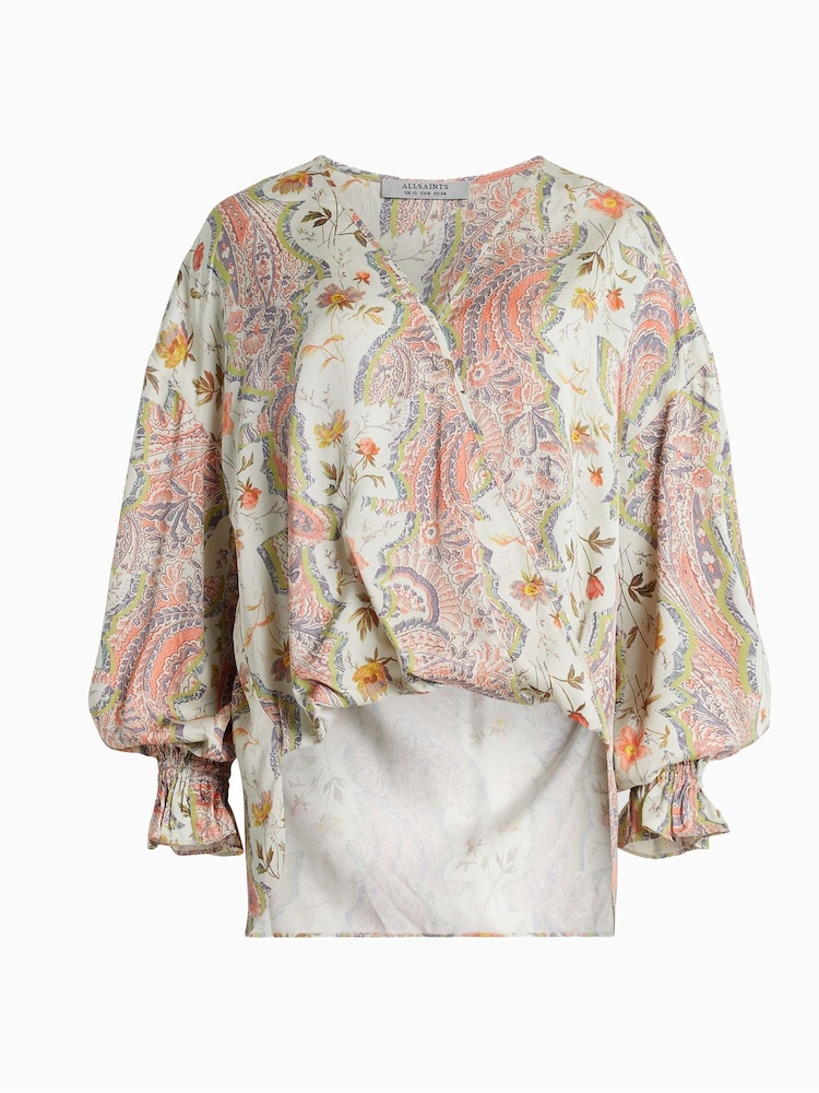 AllSaints Green Penny Cascade Top - Image 5 of 5