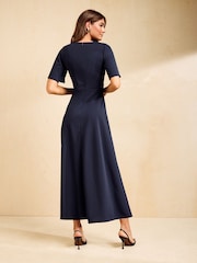 Friends Like These Red Flutter Sleeve Ruched Hardware Midi Dress - Image 5 of 5