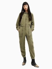AllSaints Green Frieda Denim Jumpsuit - Image 1 of 6