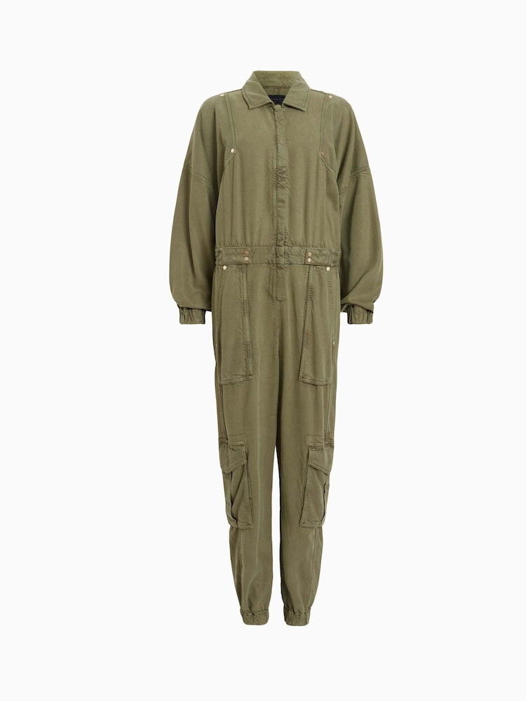 AllSaints Green Frieda Denim Jumpsuit - Image 6 of 6