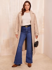 Friends Like These Camel Curve Belted Wrap Coat - Image 1 of 4
