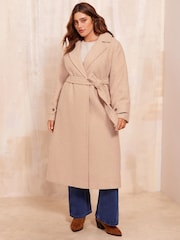 Friends Like These Camel Curve Belted Wrap Coat - Image 2 of 4