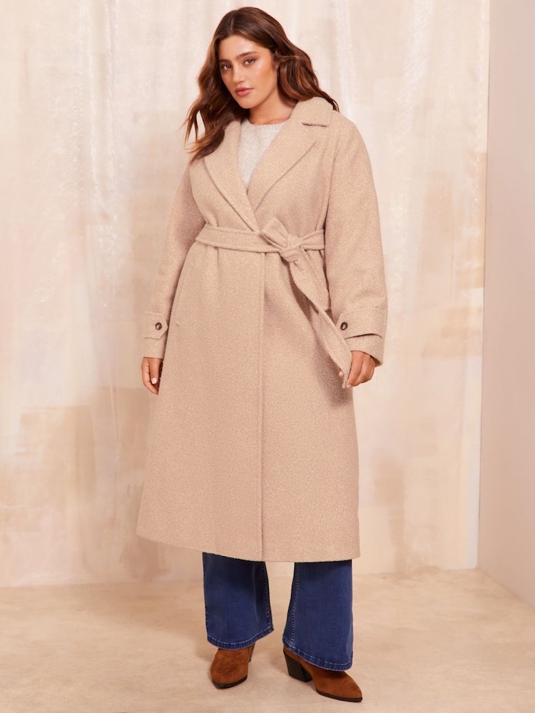 Friends Like These Camel Curve Belted Wrap Coat - Image 2 of 4