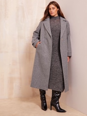 Friends Like These Grey Curve Belted Wrap Coat - Image 1 of 4
