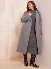 Friends Like These Grey Curve Belted Wrap Coat - Image 2 of 4