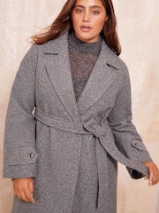 Friends Like These Grey Curve Belted Wrap Coat - Image 3 of 4