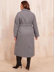 Friends Like These Grey Curve Belted Wrap Coat - Image 4 of 4