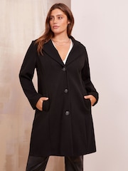 Friends Like These Black Curve Longline Tailored Smart Coat - Image 2 of 4