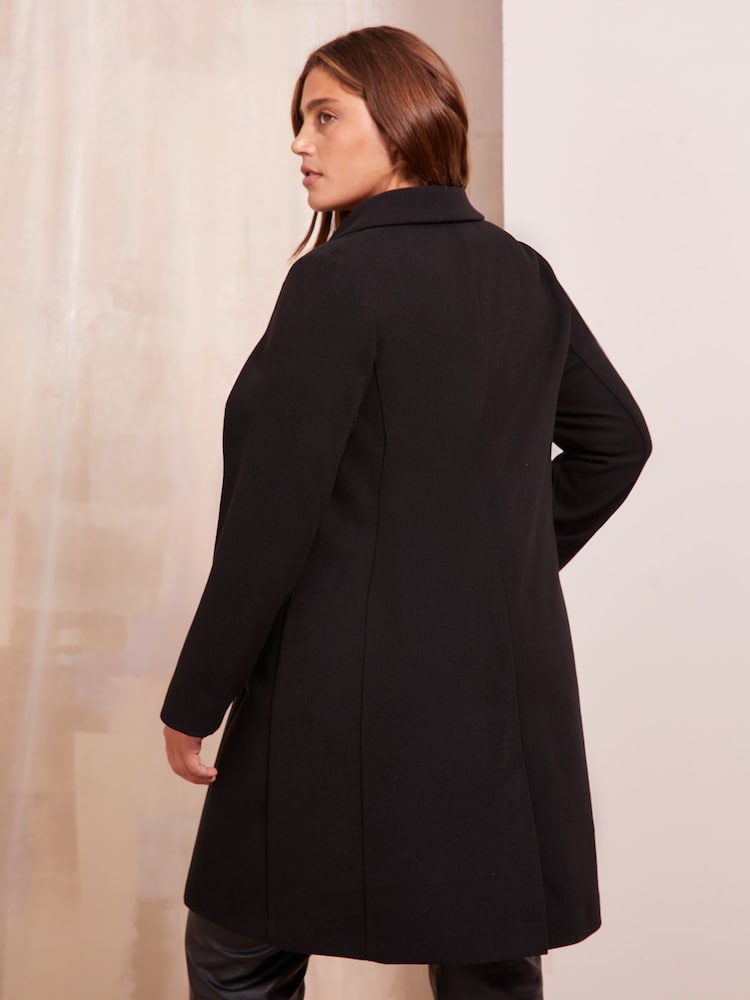 Friends Like These Black Curve Longline Tailored Smart Coat - Image 4 of 4 Friends Like These Black Curve Longline Tailored Smart Coat - Image 4 of 4