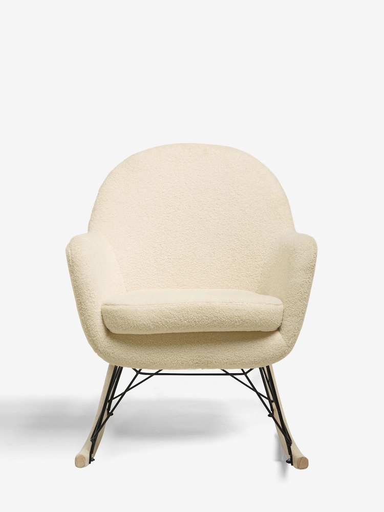 Soft Cosy Bouclé Ivory Natural Anderson Rocking Chair - Image 2 of 6