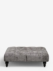 Distressed Velour French Grey Gosford Black Leg Footstool to Chair - Image 3 of 5