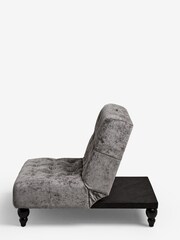 Distressed Velour French Grey Gosford Black Leg Footstool to Chair - Image 4 of 5
