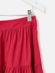 Oliver Bonas Red Embroidered Tiered Midi Skirt - Image 6 of 7