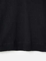 Oliver Bonas Black Ribbed V-Neck Broderie Frill Sleeve Top - Image 5 of 5