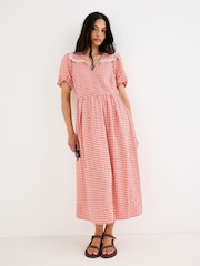 Oliver Bonas Gingham jūreivio apykaklės midi suknelė - 1 paveikslėlis iš 7
