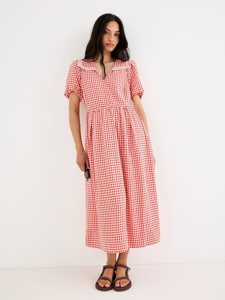 Oliver Bonas Gingham jūreivio apykaklės midi suknelė - 1 paveikslėlis iš 7 Oliver Bonas Gingham jūreivio apykaklės midi suknelė - 1 paveikslėlis iš 7