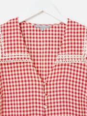 Oliver Bonas Gingham jūreivio apykaklės midi suknelė - 5 paveikslėlis iš 7