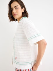 Oliver Bonas Cream Embroidered Short Sleeve Shirt - Image 1 of 7