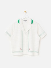 Oliver Bonas Cream Embroidered Short Sleeve Shirt - Image 3 of 7