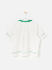 Oliver Bonas Cream Embroidered Short Sleeve Shirt - Image 4 of 7